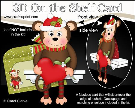 3D on the Shelf Card Kit - Little Christmas Monkey