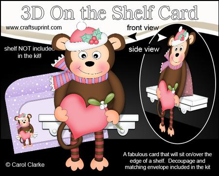 3D on the Shelf Card Kit - Little Christmas Monkey