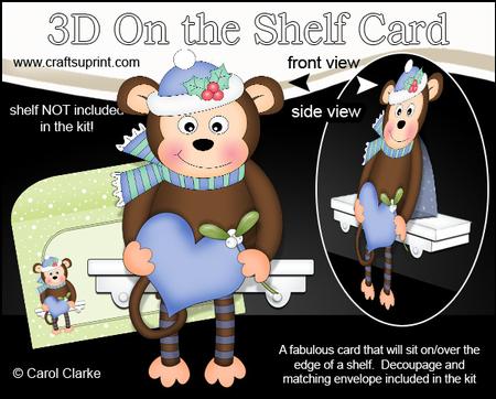 3D on the Shelf Card Kit - Little Christmas Monkey