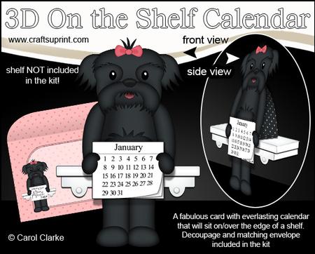 3D on the Shelf Everlasting Calendar Kit - Shih Tsu Dog