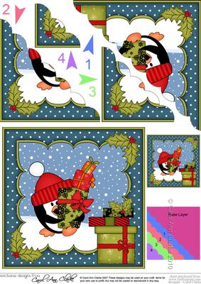 Christmas Pip Penguin's Presents Scallop Corner