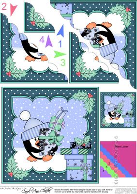 Christmas Pip Penguin's Presents Scallop Corner