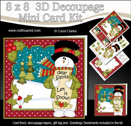 8x8 Christmas Snowman Rio Mini Kit 3D Decoupage