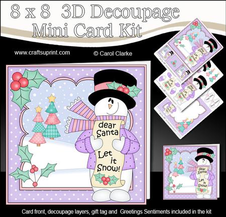 8x8 Christmas Snowman Rio Mini Kit 3D Decoupage