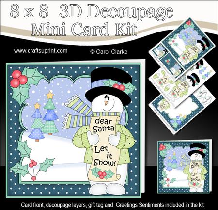 8x8 Christmas Snowman Rio Mini Kit 3D Decoupage
