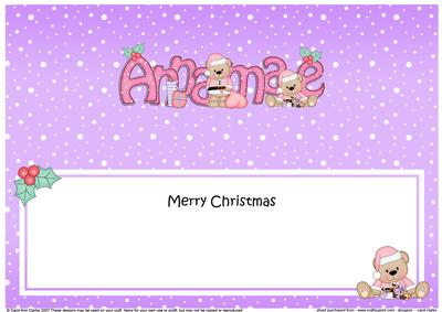 Large Dl Christmas Annamae Livvy Bear Insert