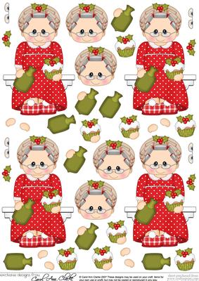 Christmas Beddy Ready Mrs Claus 3D Decoupage Sheet