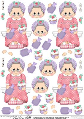 Christmas Beddy Ready Mrs Claus 3D Decoupage Sheet