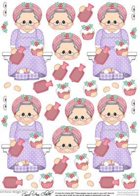 Christmas Beddy Ready Mrs Claus 3D Decoupage Sheet