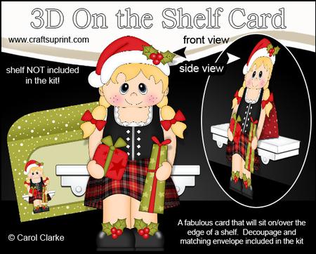 3D on the Shelf Card Kit - Little Christmas Scottish Girl