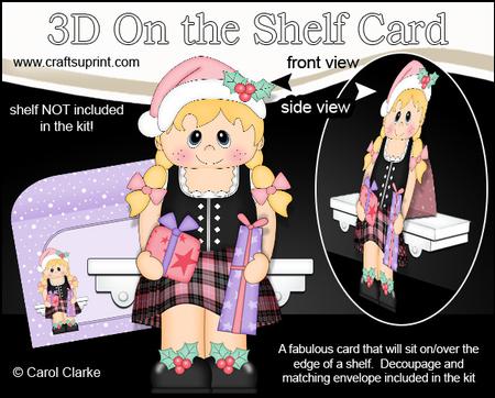 3D on the Shelf Card Kit - Little Christmas Scottish Girl