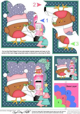 Christmas Bobbin Robin's Letter Shell Edged Corner Stacker