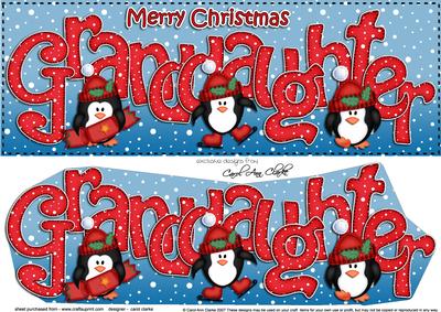 Large Dl Christmas Granddaughter Penguins 3D Decoupage