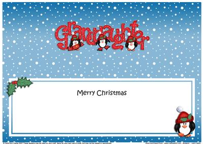 Large Dl Christmas Granddaughter Penguins Insert