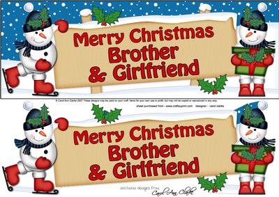 Large Dl Christmas Brother & Girlfriend Snowmen 3D Decoupage
