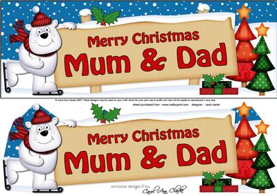 Large Dl Christmas Mum & Dad Polar Bear 3D Decoupage