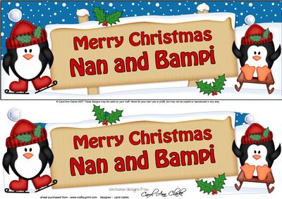 Large Dl Christmas Nan & Bampi Penguins 3D Decoupage