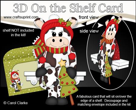 3D on the Shelf Card Kit - Little Christmas Milly Moo Cow