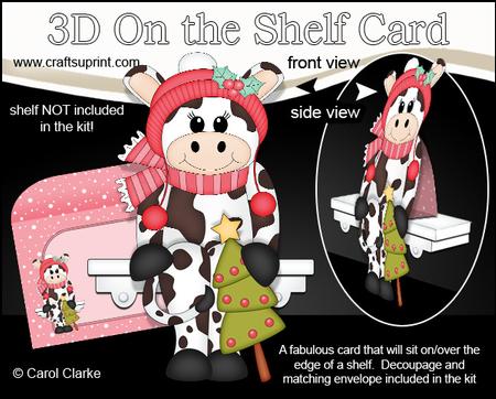 3D on the Shelf Card Kit - Little Christmas Milly Moo Cow