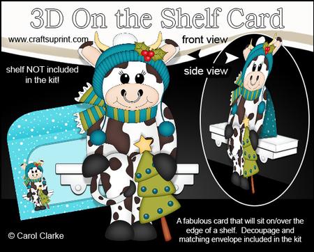 3D on the Shelf Card Kit - Little Christmas Billy Bull