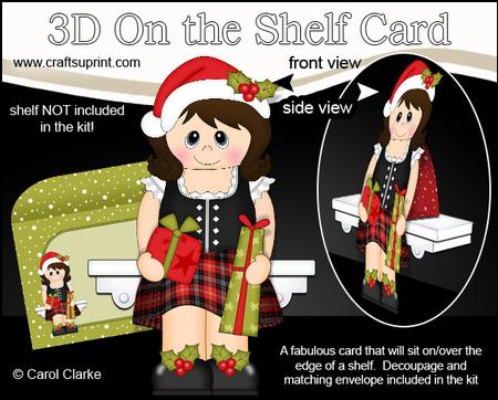 3D on the Shelf Card Kit - Little Christmas Scottish Lady