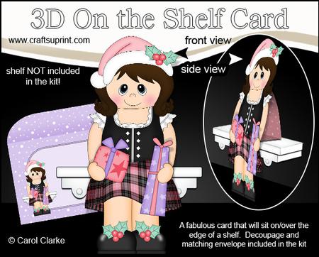 3D on the Shelf Card Kit - Little Christmas Scottish Lady