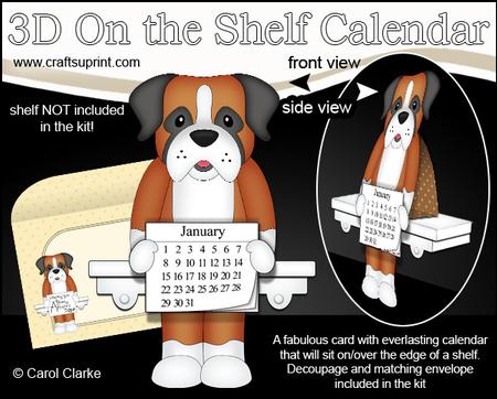 3D on the Shelf Everlasting Calendar Kit - Little Boxer Dog