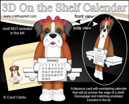 3D on the Shelf Everlasting Calendar Kit - Little Boxer Dog