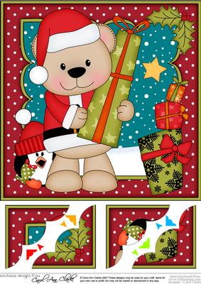 8 x 8 Christmas Livvy Bear's Presents 3D Decoupage