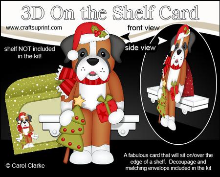 3D on the Shelf Card Kit - Little Christmas Boxer Dog