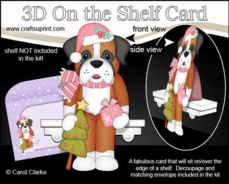 3D on the Shelf Card Kit - Little Christmas Boxer Dog
