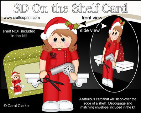 3D on the Shelf Card Kit - Little Christmas Hairdresser