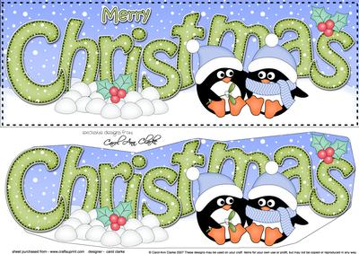 Large Dl Christmas Penguin Love 3D Decoupage