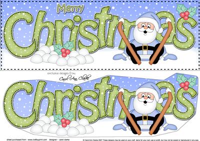 Large Dl Christmas Oops Skiing Santa 3D Decoupage