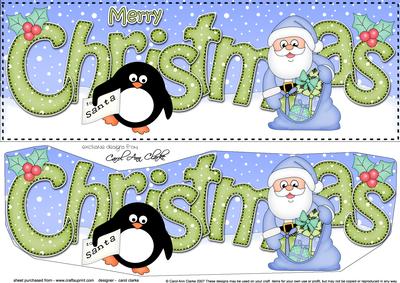 Large Dl Christmas Santa & Penguin 3D Decoupage