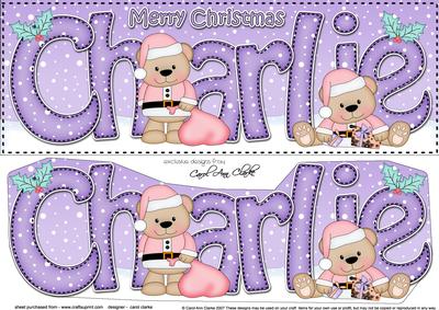 Large Dl Christmas Charlie Livvy Bear 3D Decoupage