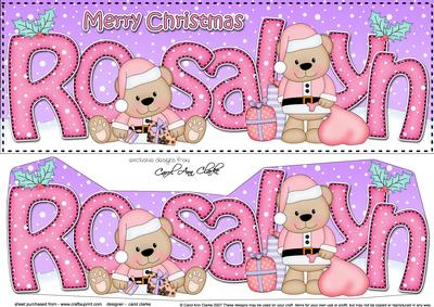 Large Dl Christmas Rosalyn Livvy Bear 3D Decoupage