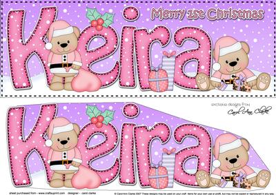 Large Dl 1st Christmas Keira Livvy Bear 3D Decoupage