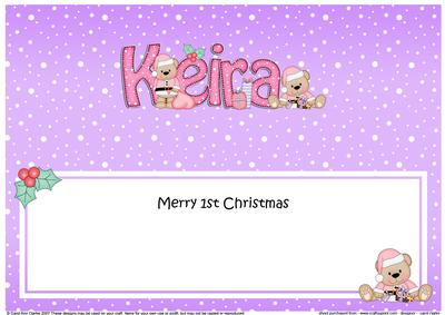 Large Dl 1st Christmas Keira Livvy Bear Insert