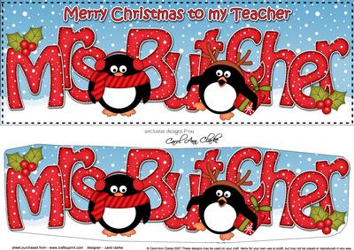Large Dl Christmas Mrs Butcher Penguins 3D Decoupage