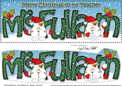Large Dl Christmas Mrs Fullam Snowball Sam 3D Decoupage