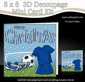 8 x 8 Christmas Football Mini Kit 3D Decoupage