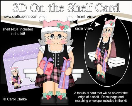 3D on the Shelf Card Kit - Christmas Scottish Old Lady