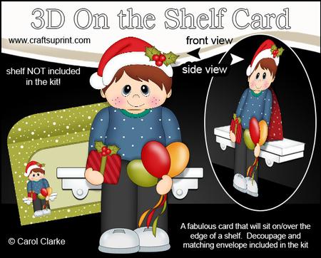 3D on the Shelf Card Kit - Little Christmas Party Boy