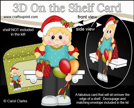 3D on the Shelf Card Kit - Little Christmas Party Girl