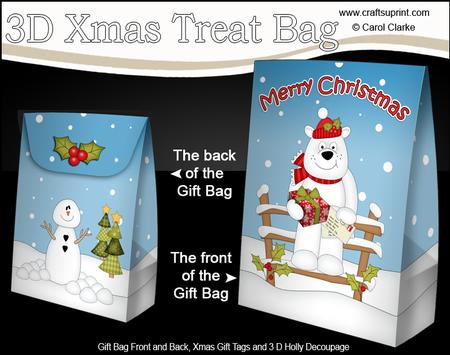 3D Little Christmas Ben Polar Bear Gift Bag Mini Kit