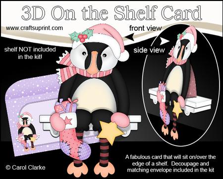 3D on the Shelf Card Kit - Little Christmas Puffin