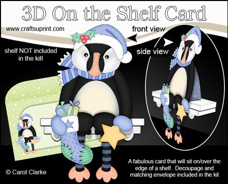 3D on the Shelf Card Kit - Little Christmas Puffin