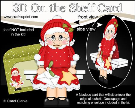 3D on the Shelf Card Kit - Christmas Mrs Claus Santa Letter