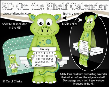 3D on the Shelf Everlasting Calendar Kit - Little Dinosaur